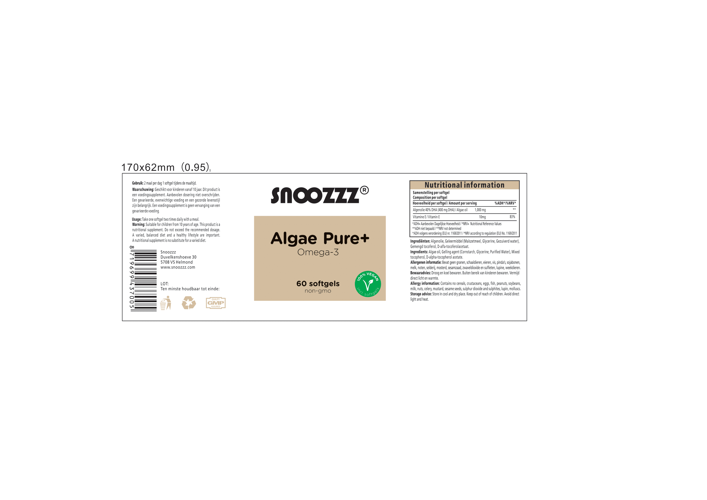 Algenöl – pflanzliches Omega 3 mit 400 mg DHA