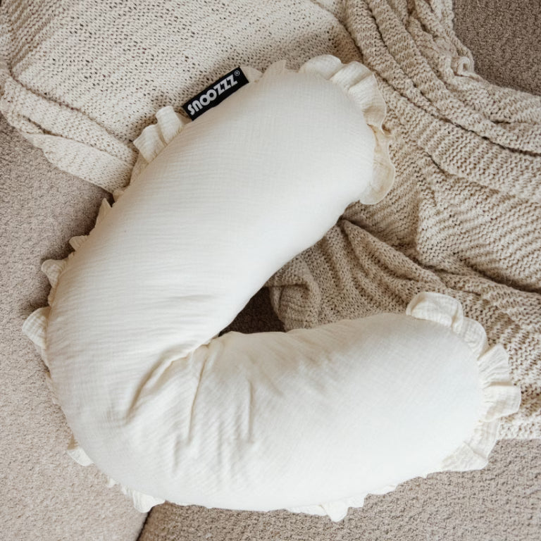 Housse de coussin d'allaitement Petits Volants Champagne