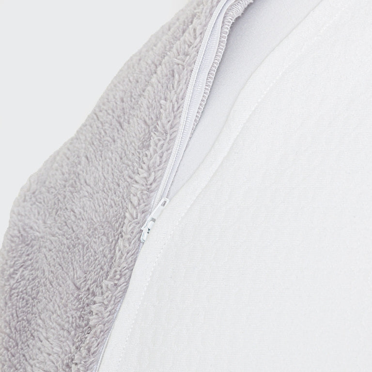 Housse de coussin d'allaitement Blanc teddy gris